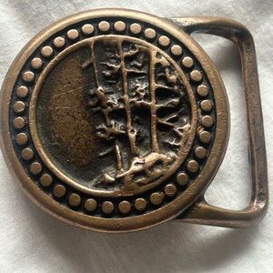 Vtg 1974 Clingman's Dome Trees Solid Brass Belt Buckle Tech Ether